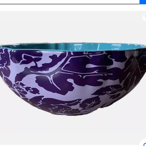 DVF and Target Large Purple Floral Bowl with Turquoise Blue Inside - Picture 3 of 4
